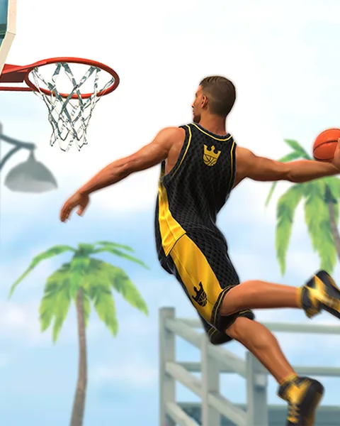 Schermata di gioco da Basketball Stars: giocatore che schiaccia a canestro