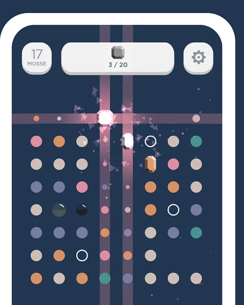 Schermata di gioco da Two Dots: griglia di puntini colorati da collegare